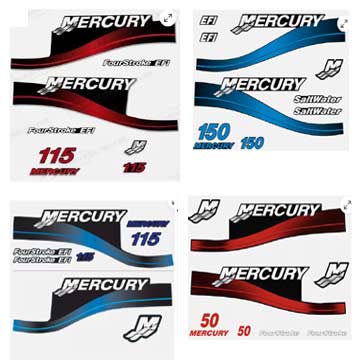 Mercury Outboard Decals - 4 to 250 HP