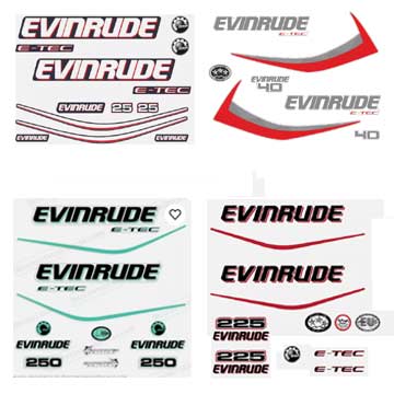 Evinrude E-tec Decals - 25 to 250 HP