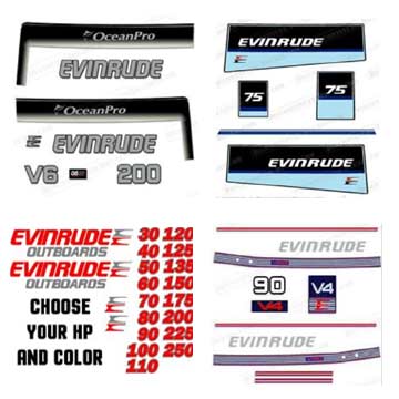 Evinrude Decals - 3 to 250 HP