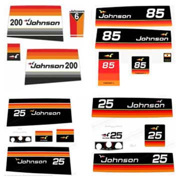 Johnson Outboard Decals - Year 1970 to 1979 - 2 to 200 HP