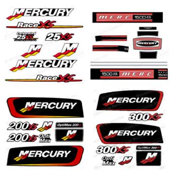 Mercury XS Decals - 25 XS to 1500 XS